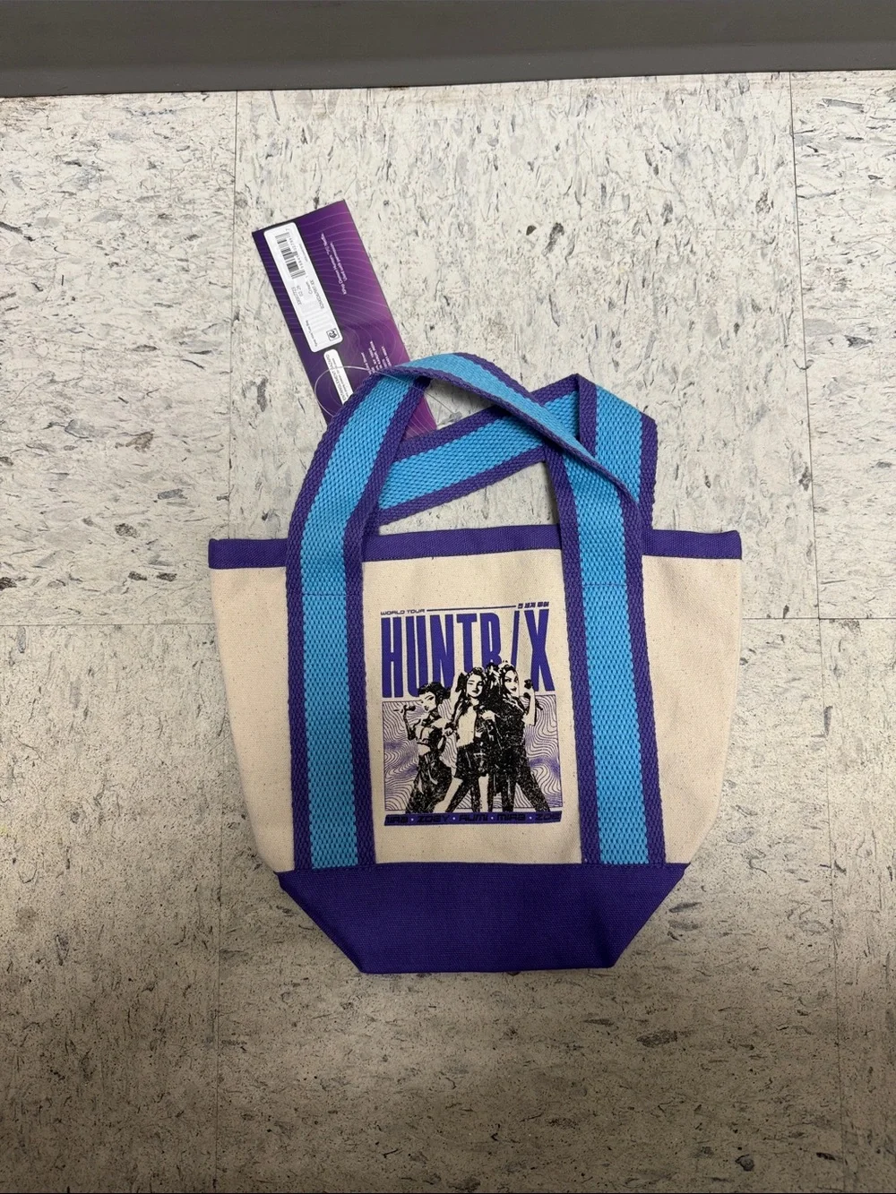HUNTR/‎ X Graphic Canvas Kids Mini Tote - Cream with Purple & Teal